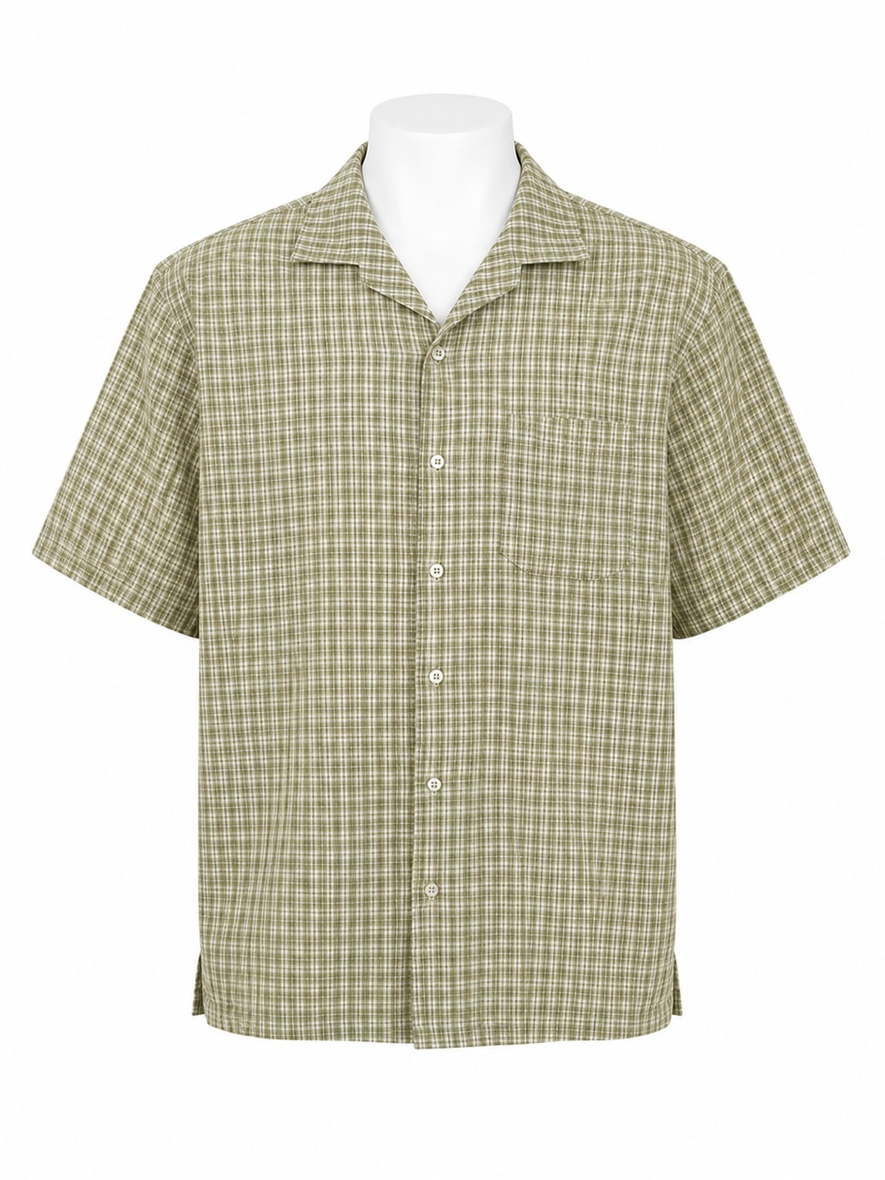 Size L‎ Tilley Men’s Green Plaid Camp Collar Short Sleeve Button Up Shirt